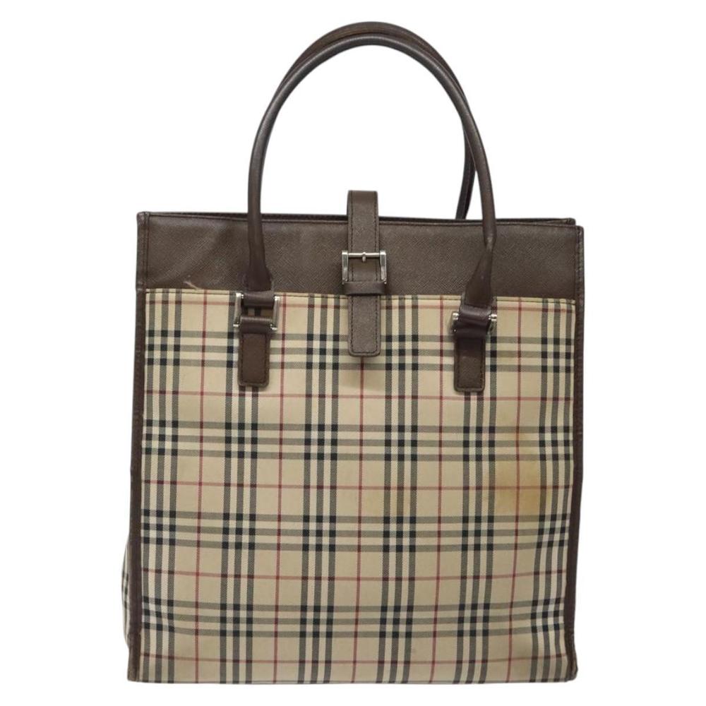 BURBERRY Nova Check Tote Bag Canvas Beige Silver Auth 118228 - Picture 13 of 16